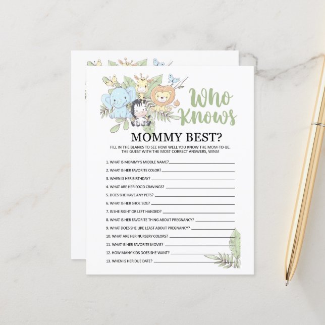 Jogo BabyShower que conhece Mamãe/Pai atrás (Frente/Verso In Situ)