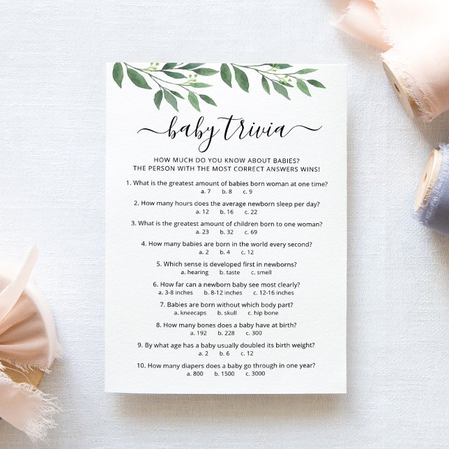 Jogo Bebê Trivia com Cartão de Chá de fraldas de R (Criador carregado)