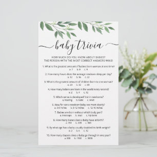 Jogo Bebê Trivia com Chá de fraldas de Respostas