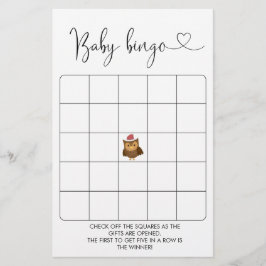 Jogo Bingo Chá de fraldas da Woodland de inverno