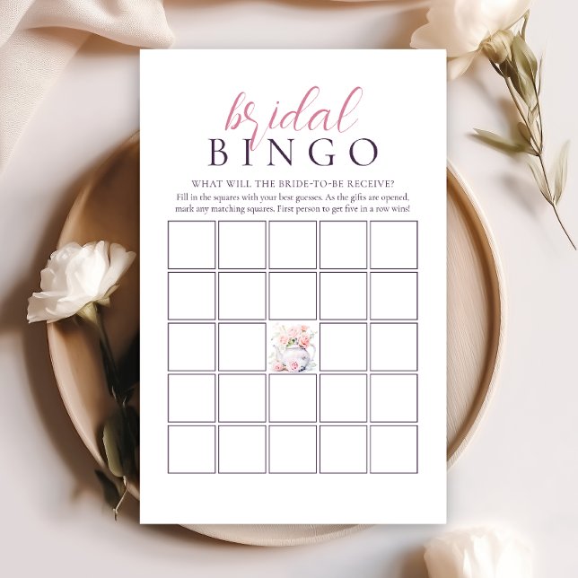 Jogo Bingo do Chá de panela do Tea Party Elegante (Criador carregado)