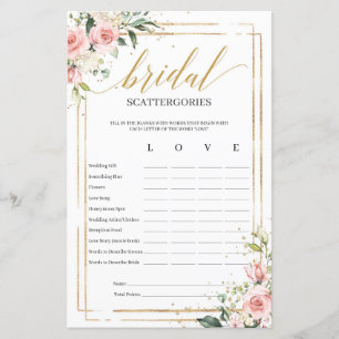 Jogo Bohemian blush floral Bridal Scattergories