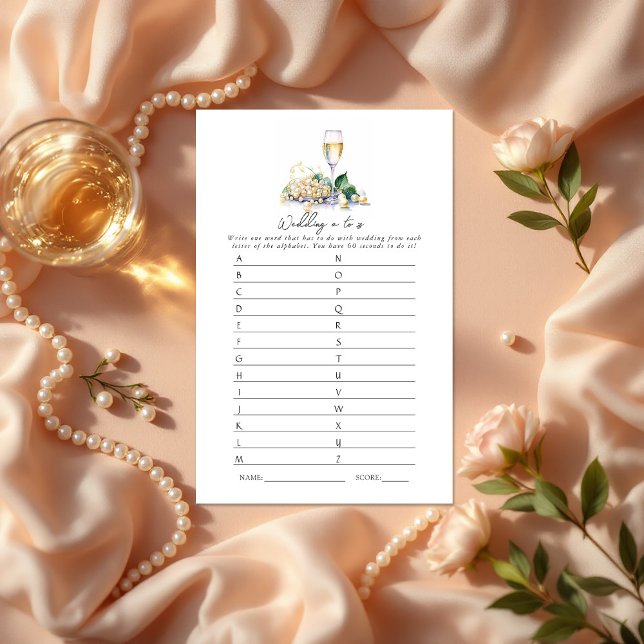 Jogo Bridal de Casamento de Pérolas e Prosecco A a (Pearls and Prosecco Wedding A - Z Bridal Shower Game)