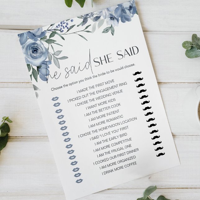 Jogo Bridal Disse Que Disse Flores Azuis Dusty (Criador carregado)