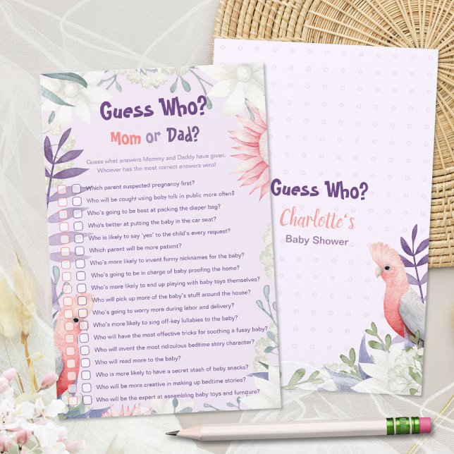 Jogo Caprichoso de Chuvinha de Bebê Flor de Lavand (Enchanted Lavender Mom or Dad Baby Shower Game ©Susanne Sachers - Sunny Mind 🌞)