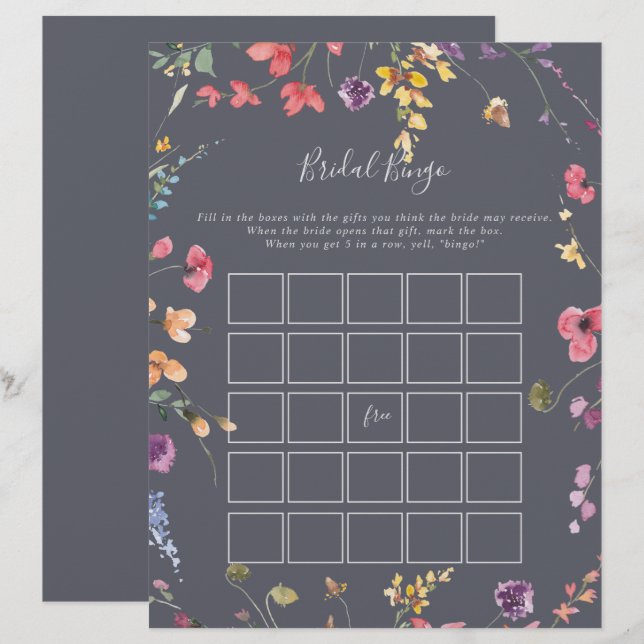Jogo Clássico Azul Selvagem Bridal Floral (Frente/Verso)
