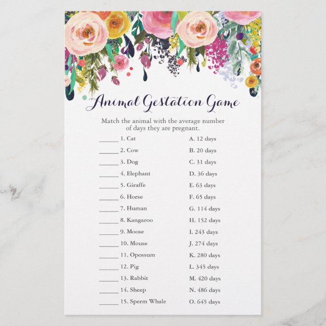 Jogo Colorir Chá de fraldas de Flor (Frente)