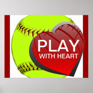 Jogo com o poster do softball do coração