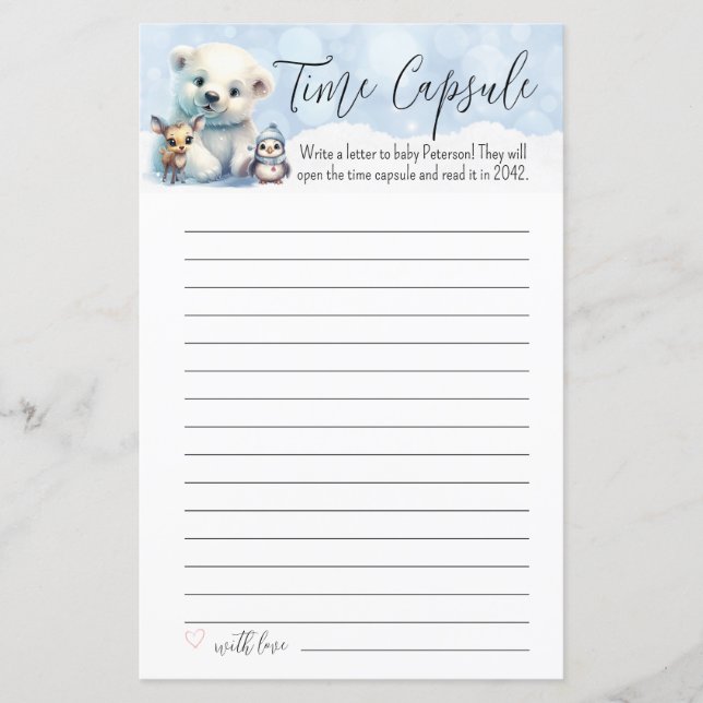 Jogo da cápsula do tempo do Chá de fraldas no inve (Frente)