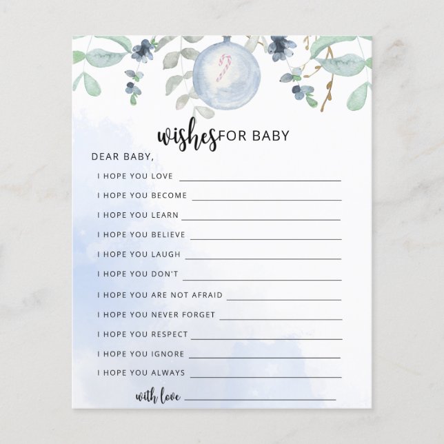 Jogo da Festa Azul | desejos de caça ao bebê (Frente)