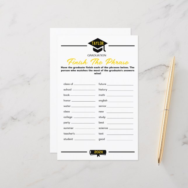 Jogo da festa de formatura - Conclua a frase (Frente/Verso In Situ)