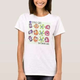 Jogo da menina do espaço: Quadro pelo t-shirt da
