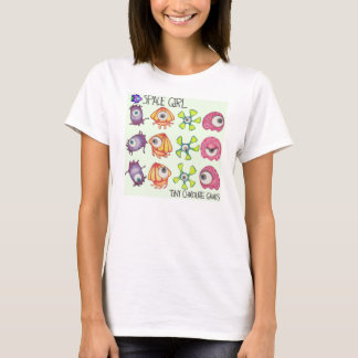 Jogo da menina do espaço:  Quadro pelo t-shirt da