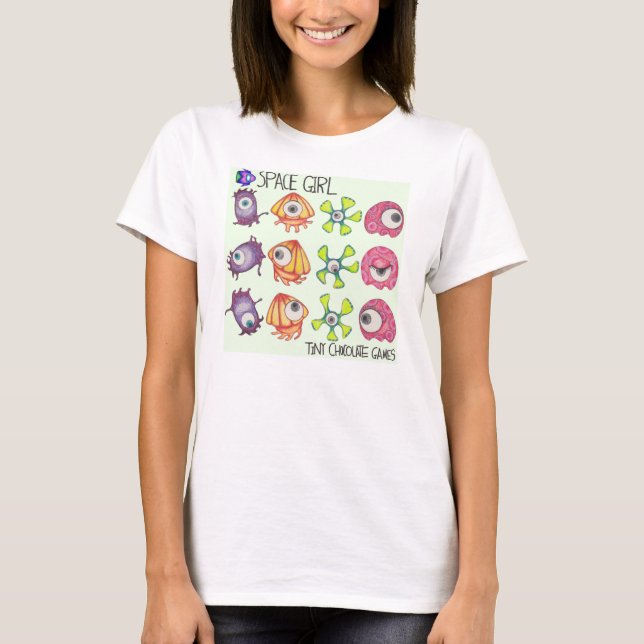 Jogo da menina do espaço:  Quadro pelo t-shirt da (Frente)