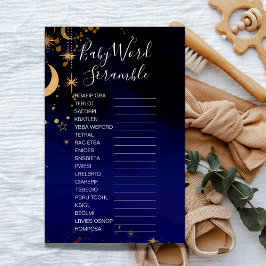 Jogo da palavra bebê do tema da lua e estrela
