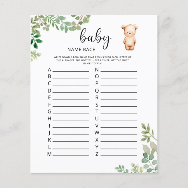 Jogo da raça do nome do bebê (Frente)