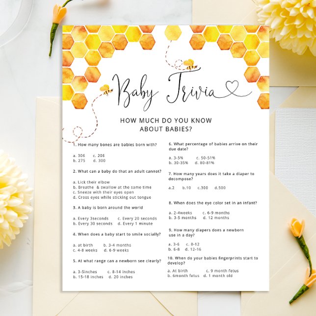 Jogo da Trivia Chá de fraldas de Abelhas de Mel (Criador carregado)