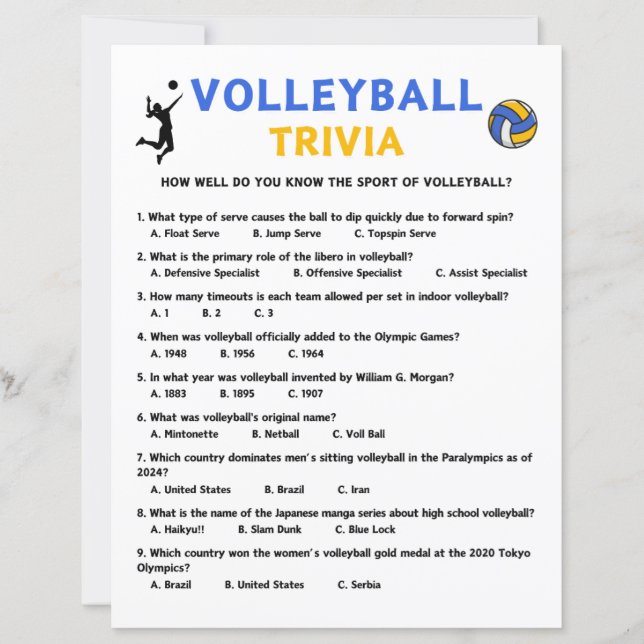 Jogo da Trivia de Voleibol (Frente)
