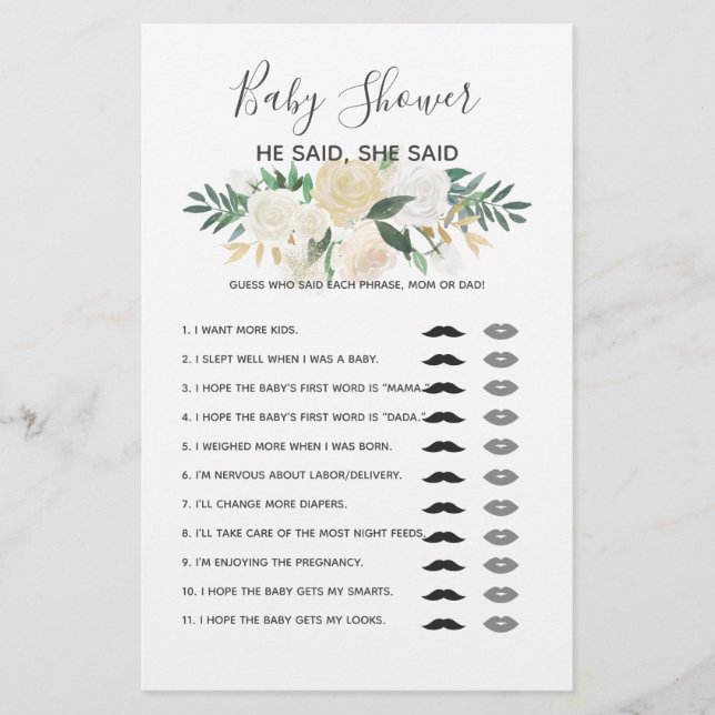 Jogo Das Flores chás de fraldas - Disse Ela (Frente)