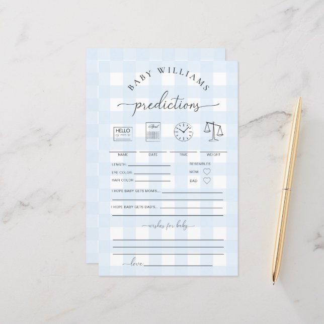 Jogo das Predicações do Bebê Gingham Azul (Frente/Verso In Situ)