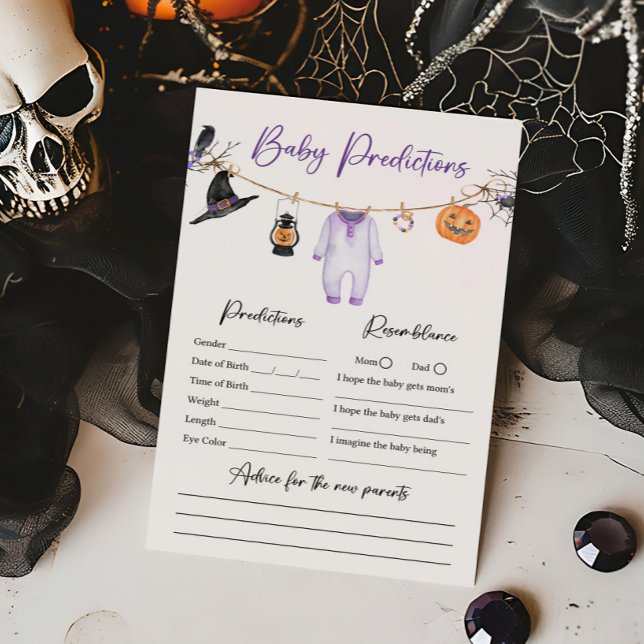 Jogo das Previsões do Bebê do Boo Halloween Roxo (Halloween Baby Clothes Baby Shower Baby Predictions Game)