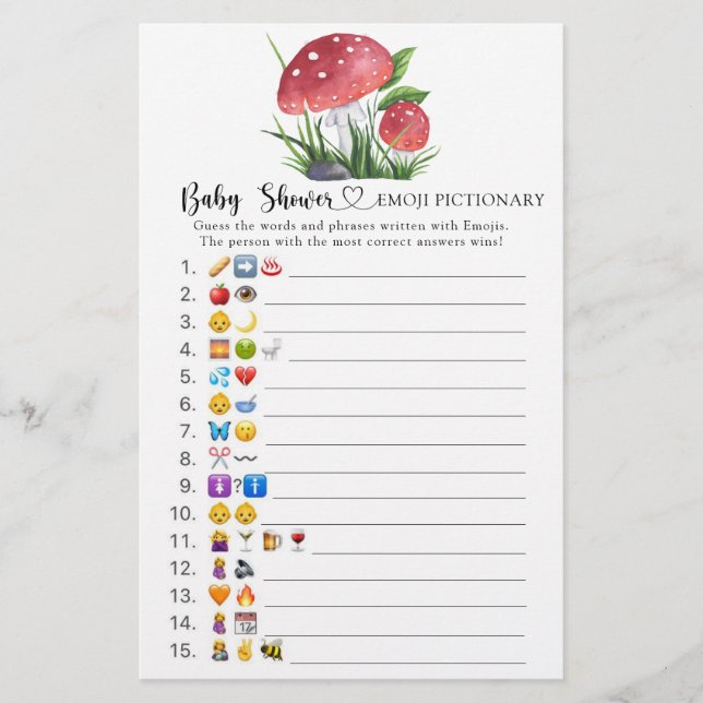 jogo de adivinhação com emoji de cogumelo para chá (Frente)