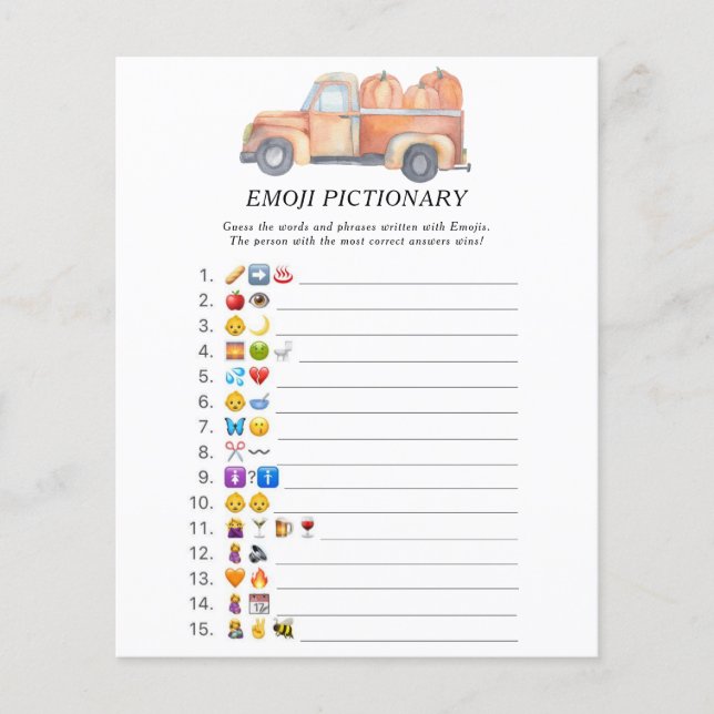 Jogo de adivinhação de emoji de caminhão de abóbor (Frente)