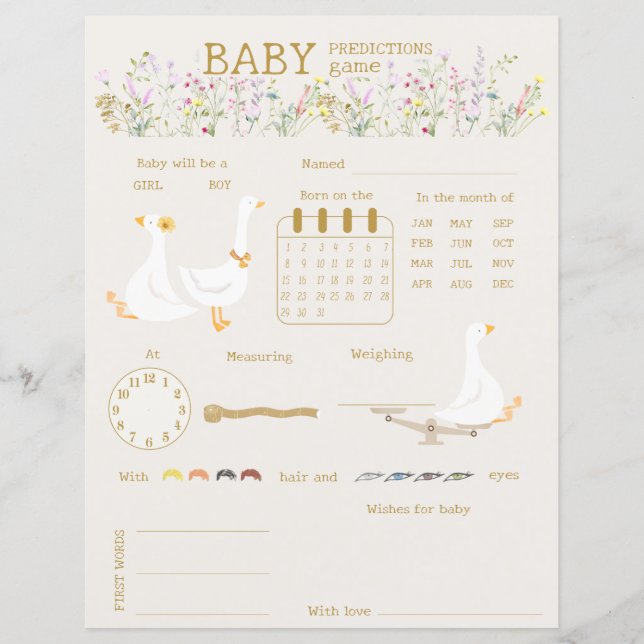 Jogo de Adivinhação de Goose Duck Wildflower (Frente)