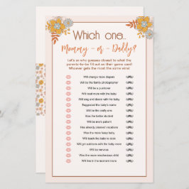 Jogo de adivinhação de Mamãe ou Chá de fraldas de