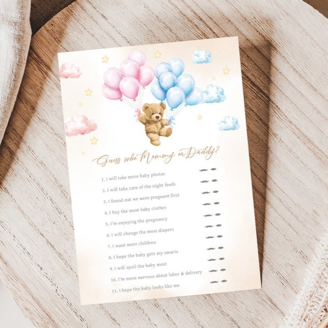 Jogo de Adivinhação de Revelação de Gênero do Urso (Bear Gender Reveal Game)