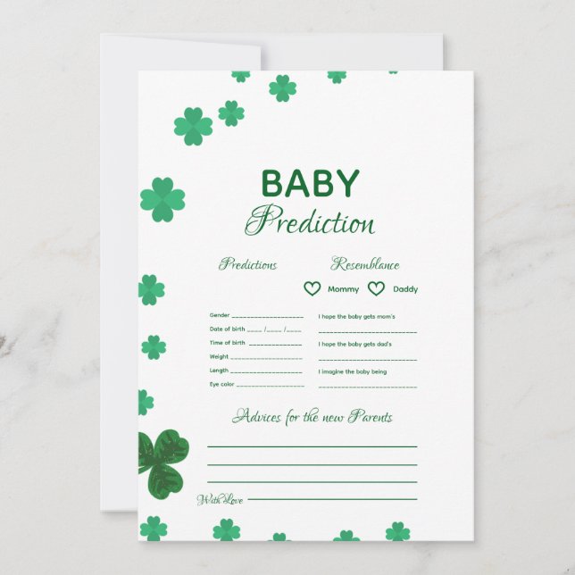 Jogo de adivinhação do bebê St patrick para chá de (Frente)