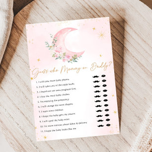 Jogo de Adivinhação para Chás de Bebê Lua Rosa e E
