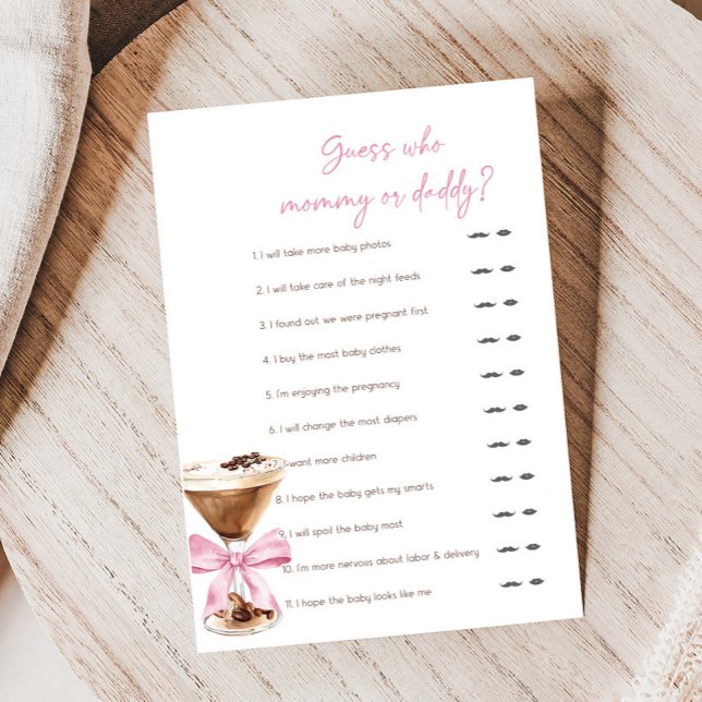 Jogo de Advinhação Chuveiro de Martini Espresso co (Espresso Baby Shower Game)