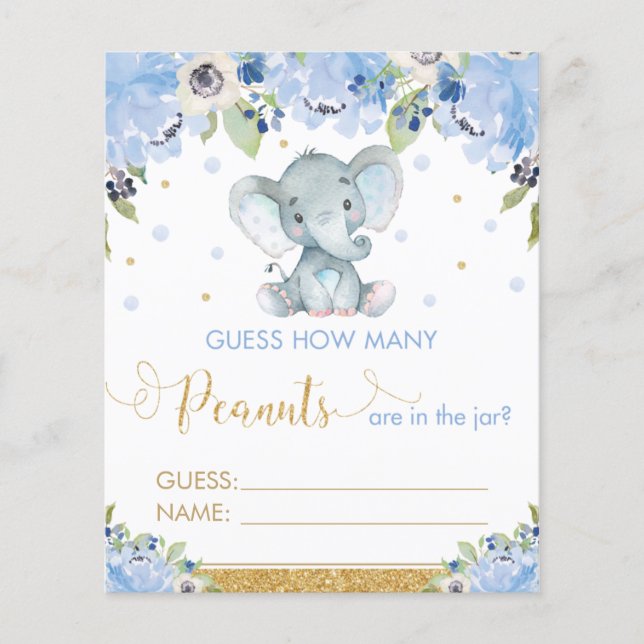 Jogo de Advinhação de Amendoins do Elefante Floral (Frente)
