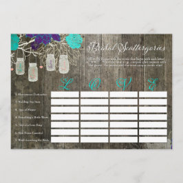 Jogo de Amor Scattergories para Chá de Noiva Rústi