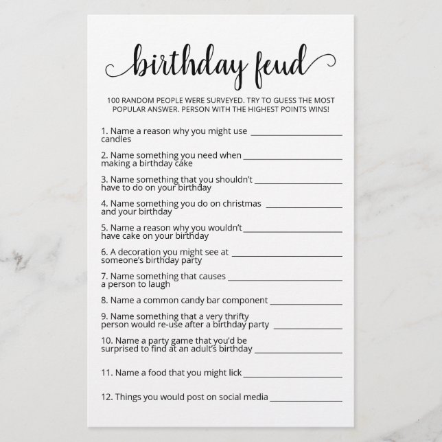 Jogo de Aniversário com Respostas (Frente)