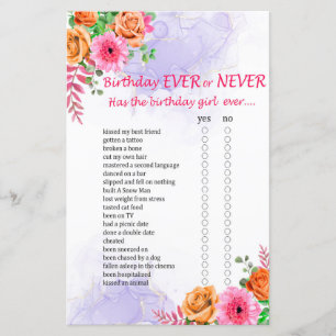 Jogo de Aniversário de Flores para Sempre ou Nunca