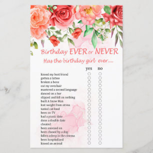 Jogo de aniversário de rosa vermelha nunca ou nunc