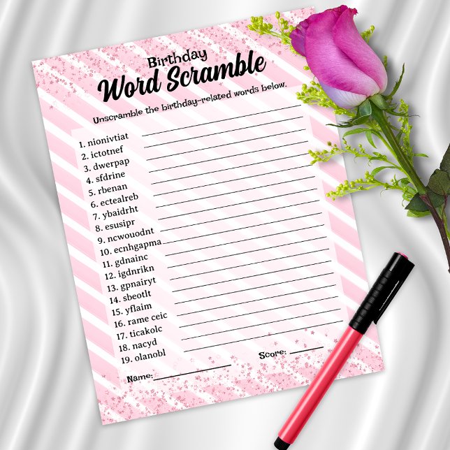 Jogo de Aniversário do Coquetel do Word Scramble (Criador carregado)