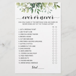 Jogo de Aniversário ou Nunca Festa de aniversário