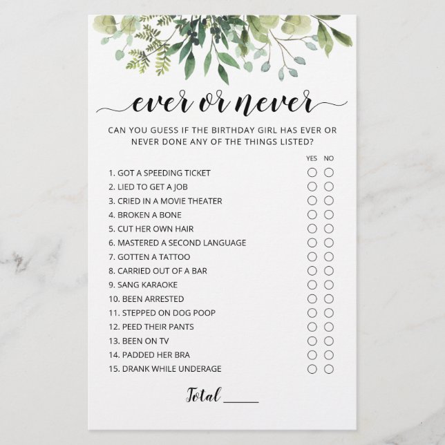 Jogo de Aniversário ou Nunca Festa de aniversário (Frente)