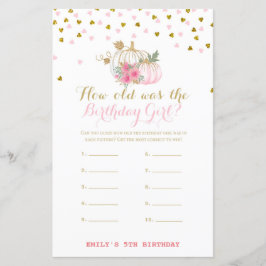 Jogo de Aniversário Rosa e Dourado, Abóbora