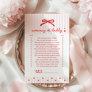 Jogo de baby shower Coquete laço vermelho da mamãe
