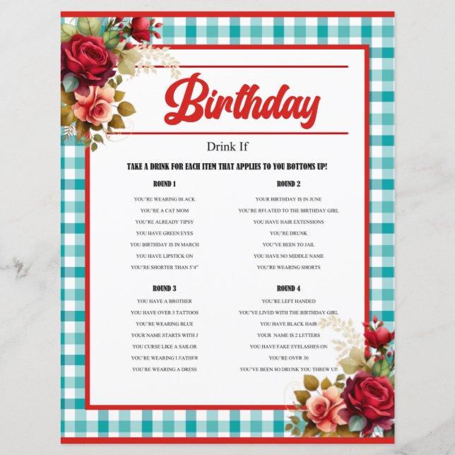 Jogo de Bebida de Aniversário Azul Clássico (Frente)