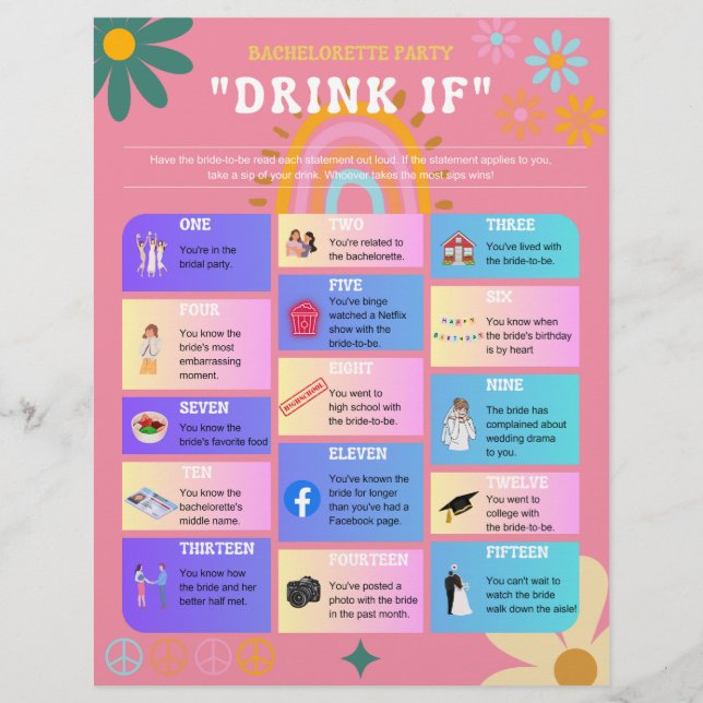 Jogo de Bebida de Despedida de Solteiro Estilo Ret (Frente)