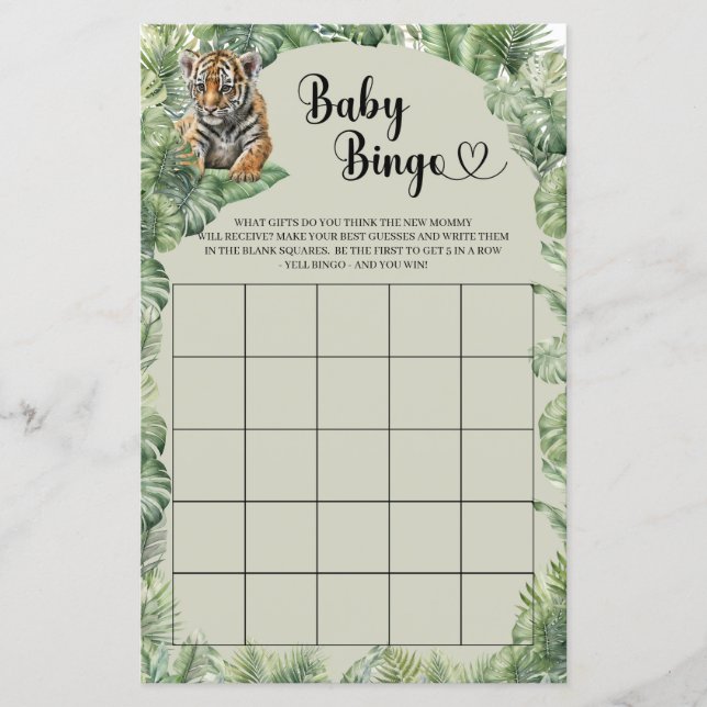 Jogo de Bingo Bebê de Animais da Selva Tropical Sa (Frente)