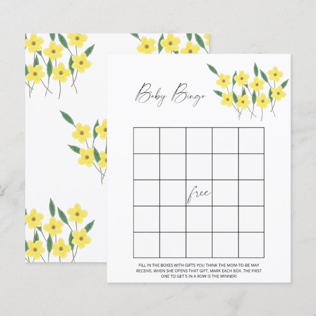 Jogo de Bingo Bebê Flores Silvestres (Frente/Verso)