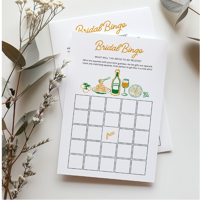 Jogo de Bingo Bridal rústico italiano desenhado à  (Criador carregado)