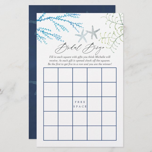 Jogo de Bingo Chá Marítimo para Algas (Frente/Verso)