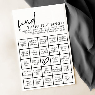Jogo de Bingo Convidado do Chá de panela Negro e B